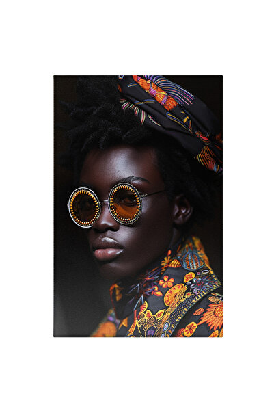 StoryGift Romania Tablou Canvas Model Afro Ce Poartă Costum Negru Și Ochelari...