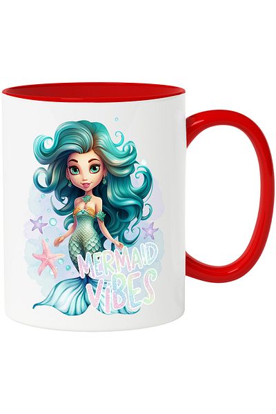StoryGift Romania Little mermaid mug with the message "Mermaid vibes", fairy tale, illustration, feelings, emotions,, With ,STG