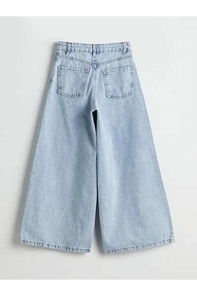 LC Waikiki Pantaloni de blugi pentru fete LCW Kids Indigo Wideleg Stone