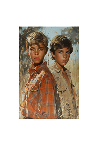 StoryGift Romania Tablou Canvas: Frații În Lanul Cu Spice De Grâu Portretul B...