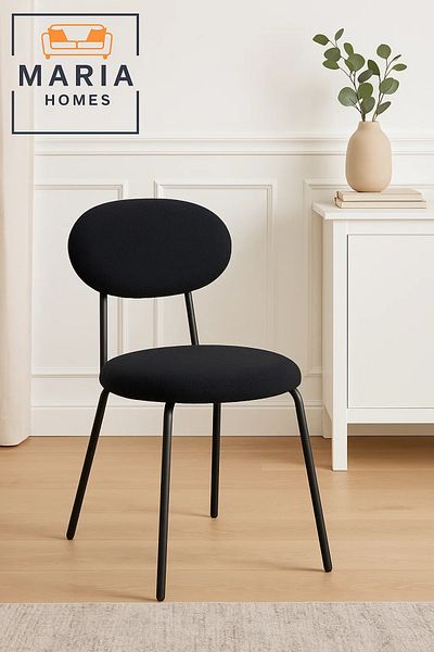 MARIA HOMES Contemporary Black Fabric Accent Chair with Round Seat – Modern Minimalist Design
