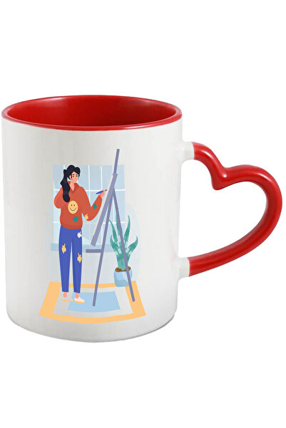 StoryGift Romania Cana Cu Sevalet, Pictura, Pensula, Artist, Covor, Multicolo...