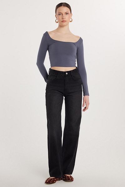 Tudors Women's Regular Fit Wide Leg Smoked Jean Jeans