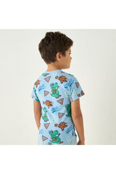 Juniors Printed Crew Neck T-Shirt With Short Sleeves - Set Of 2