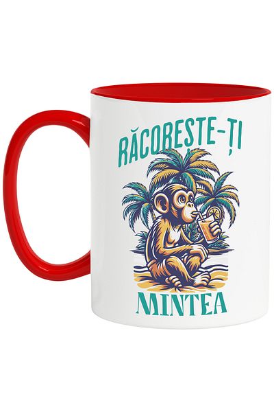 StoryGift Romania Cool your mind mug, summer vibes monkey relaxation, 330ml, Ceramic with M, With, STG