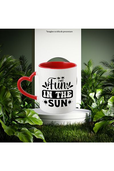 StoryGift Romania Mug with the text "Fun in the sun" - fun in the sun beach summer vacation with M, Cu, STG