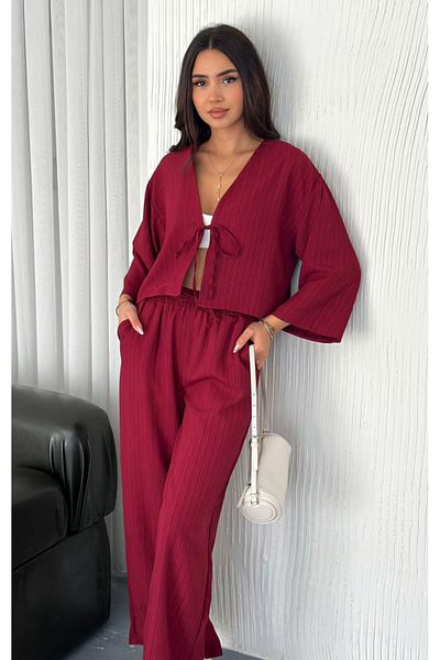 Noa Noa Front Tie Detailed Trousers Cardigan Set