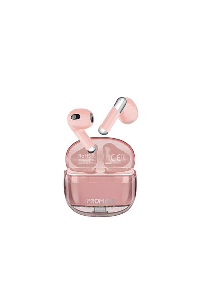 Promate High Definition Transparent TWS Earbuds with IntelliTouch - Pink