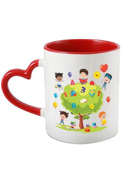 StoryGift Romania Mug With Tree, Children, Cubes, Books, Balloons, Airplane, Sun, Multicolor 330 ml, C, With, STG