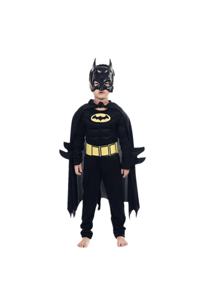 ALMİRA SOLMAZ TİCARET Set costum clasic Batman cu muschi si masca plastic pentru baieti, negru 3-5 ani 100-110 cm