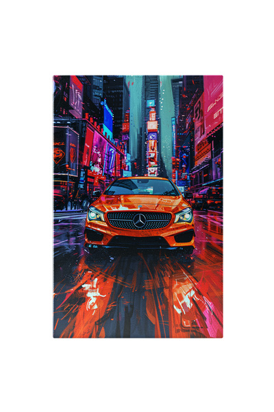 StoryGift Romania Tablou Canvas Mercedes Benz Portocaliul Ce Completează Luminile Colorate Din Orașul Nocturn , P