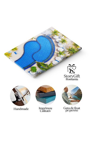 StoryGift Romania Tablou Canvas Club De Relaxare La Plaja In Asia Aerian, Relaxare, Piscina, Calatorie, Vacanta 6