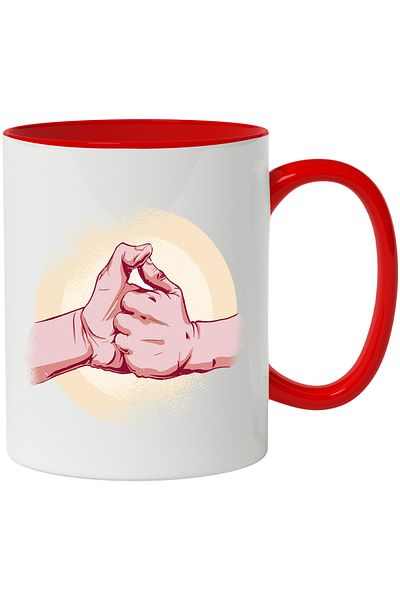 StoryGift Romania Mug With Hands, Fingers, Fight, Competition, Circle, Multicolor 330 ml, Ceramic with M, With ,STG