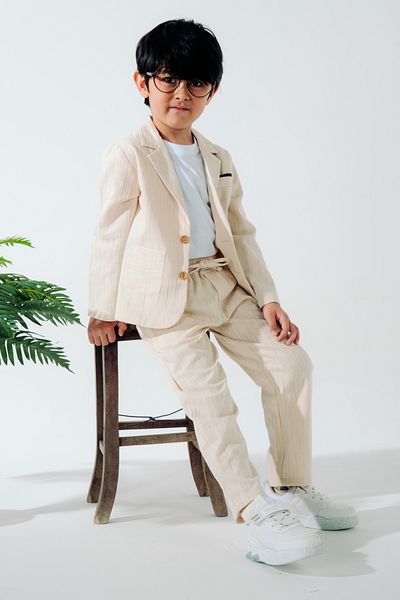 Çelix Kids Linen/Cotton with Jacket Sports 3-Piece Suit/Suit/Groom Suit/Special Occasion Suit/Wedding/Birthday/Premium