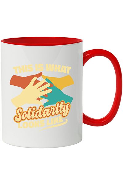 StoryGift Romania Mug With Message In English This Is What Solidarity Looks Like, Hands, Multicolor 3, With ,STG