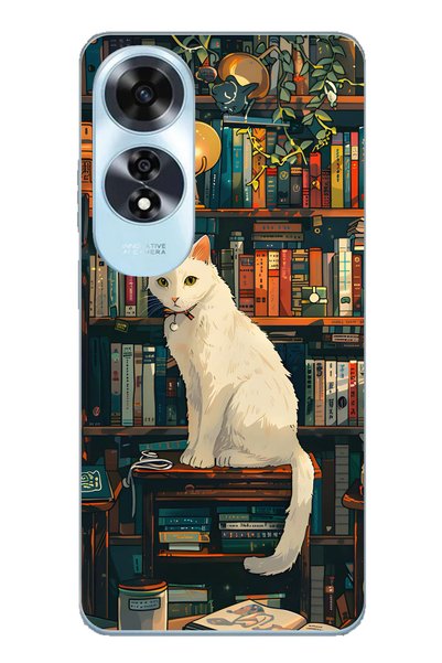 TechTree جراب من السيليكون الشفاف بتصميم رف الكتب المتوافق مع هاتف OPPO A60 ب...