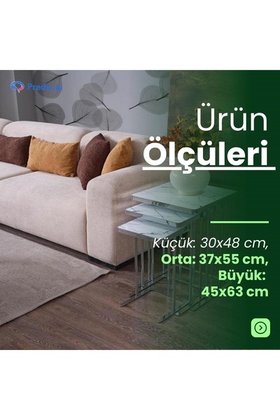 since 2023 blanche atelier Zigon Sehpa & Yan Sehpa 3'lü Kare Sehpa Hıgh Gloos Mdf