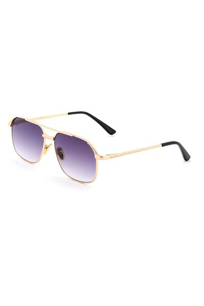 Angel Eyes Geometric Rectangle Design Gold Frame Black Gradient Glass Sunglasses Men&Women