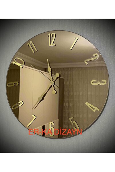 ER-KA DİZAYN 55 cm *PİLLİ LEDLİ* BÜYÜK BOY Aynalı Duvar Saati (Gerçek Ayna) M...