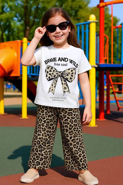 HÇM Girl's Summer Double Suit Leopard Printed B46