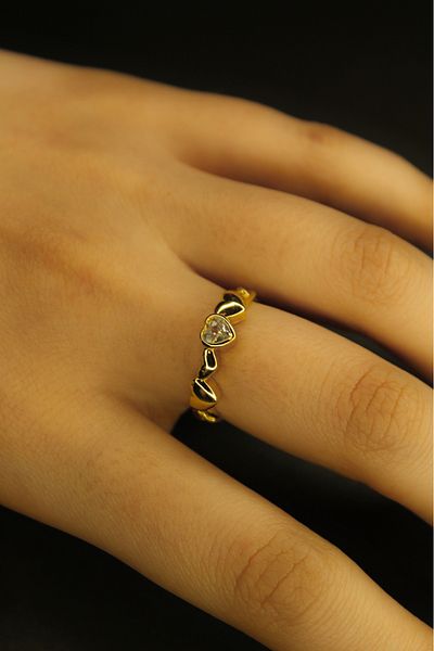 Glowy&Co. Golden Gaze Gold Non-Tarnish Steel Ring