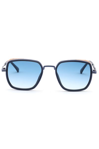 Angel Eyes Square Design Gold Blue Frame Blue Glass Sunglasses Women&Men Ce Certificated Uv400