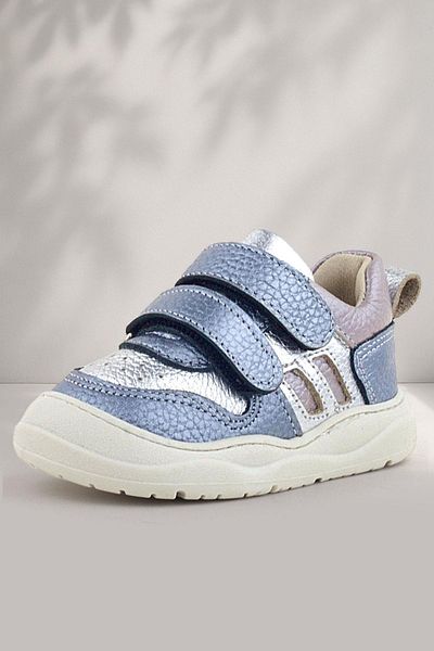 Rakerplus Schaggy Genuine Leather Metallic Blue Silver Baby Sneakers