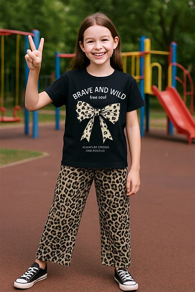 HÇM Girl's Summer Double Suit Leopard Printed B46
