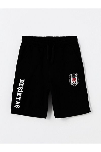 LC Waikiki Beşiktaş Printed Boys' Shorts with Elastic Waist