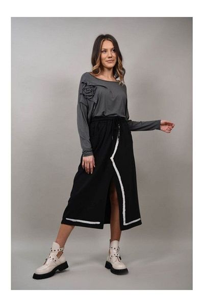 Acqua & Limone Long Sleeve Blouse With Flower In Relief Armonia Single Waist Gray