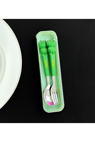 gifttime Cute Animal Frog Fork Spoon Set for Kids