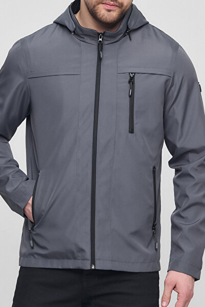 CIVILTIPOLO Ανδρικό παλτό από βαμβακερό πολυεστέρα, ανθεκτικό στο νερό και τον αέρα, αποσπώμενο με κουκούλα καλοκαιρινό παλτό