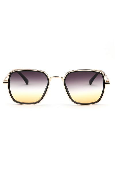 Angel Eyes Square Design Gold Black Frame Double Curved Glass Sunglasses Women&Men Ce Certificated Uv400