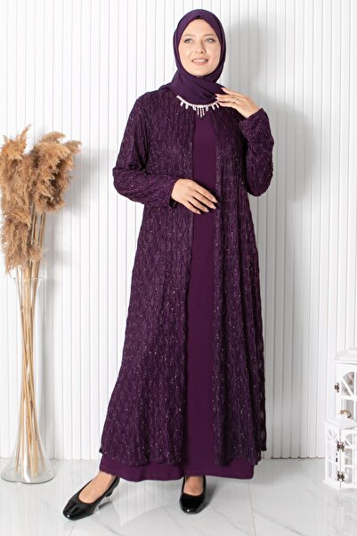 Modaviki Rochie de seara cu detaliu colier violet MDA2323