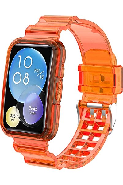 Dmay Huawei Watch Fit 2 Uyumlu Kasa Korumalı Kordon Transparan Silikon