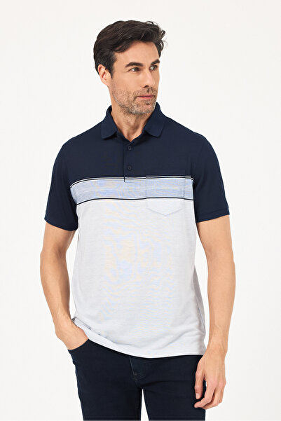 ENQUE Двоколірний поло з кишенями та коміром-поло з бавовняної тканини