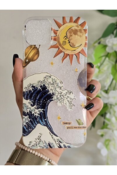 Magic Ring Iphone 14 PLUS / 15 PLUS Uyumlu Dalga ve Güneş Desenli Şeffaf Tele...