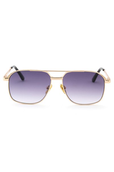 Angel Eyes Geometric Rectangle Design Gold Frame Black Gradient Glass Sunglasses Men&Women