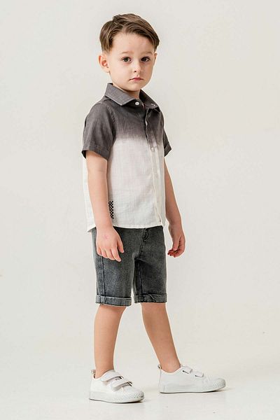 Gold Class Kidswear Short Sleeve Button 2 Piece Linen Boy Shorts Suit