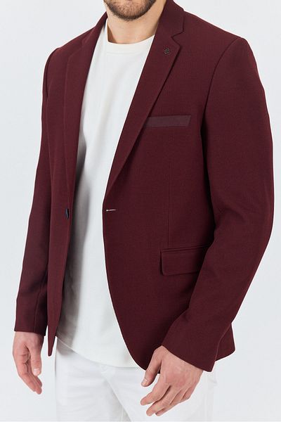 Frappoli Vorteks Men's Burgundy Lycra Flexible Fabric Slim Fit Sports Blazer Jacket