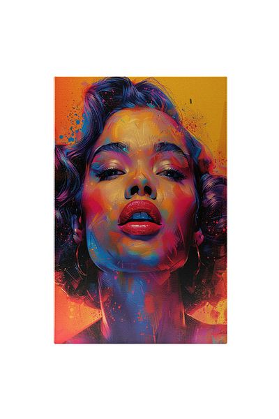 StoryGift Romania Tablou Canvas Stil Retro Femeie cu Parul Scurt si Privire Senzuala cu Buze Mari si Ochii Negri