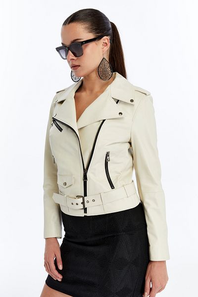 CE-YIL DERİ ÜRÜNLERİ Women's Genuine Leather Sports Coat