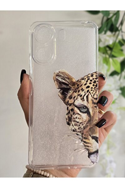 Magic Ring Xiaomi Redmi 13C Uyumlu Leopar Desenli Şeffaf Telefon Kılıfı