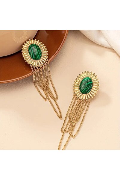 byozanyılmaz YEŞİL TAŞLI TASARIM KÜPE