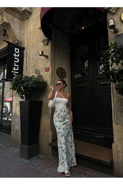 Friday Mood Fusta maxi cu modele florale de damă