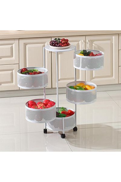 Cady One 5-Tier Revolving Kitchen Organizer, Metal Round Kitchen Storage Rack