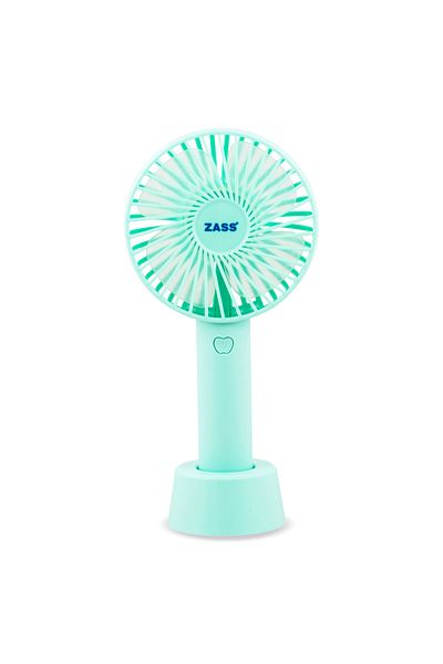 Zass ZPF 02 mini portable fan, 5W power, 3 speed, 1200mAh battery, USB charging, 2-6h autonomy, Blue