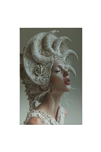 StoryGift Romania Canvas Painting White Woman Woman in a White Dress with a W...