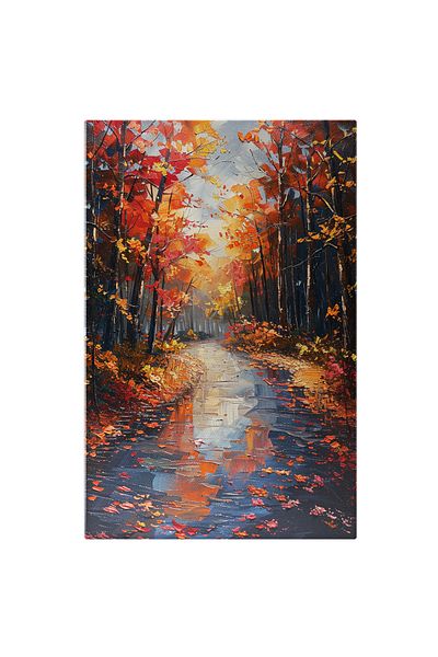 StoryGift Romania Tablou Canvas Priveliste Frumoasa o Apa Limpede cu Frunze de Toamna si Copaci Tomnatici Imprej