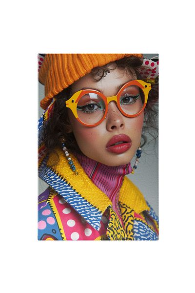 StoryGift Romania Tablou Canvas Pasiune pentru modă colorată și accesorii unicate - Fată creață îmbrăcată colorat